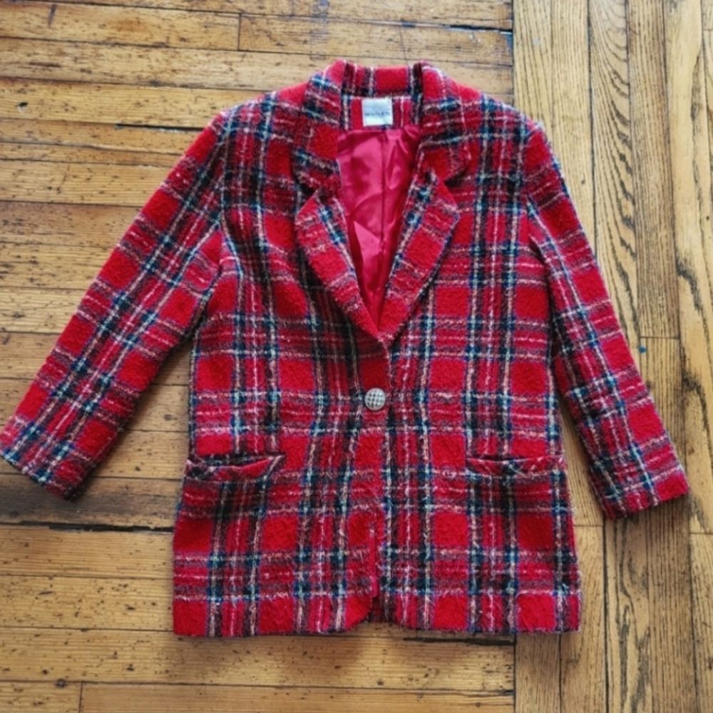 JR Bentley Wool Blend Plaid Blazer Size 7/8
